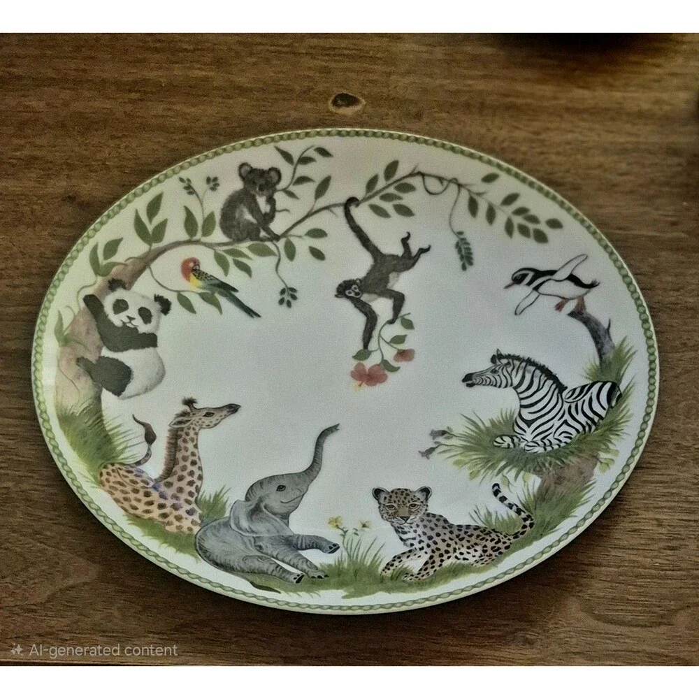Vtg 1988 Lynn Chase Jungle Party 3Pc Children's Set Plate Bowl Mug Mint Japan